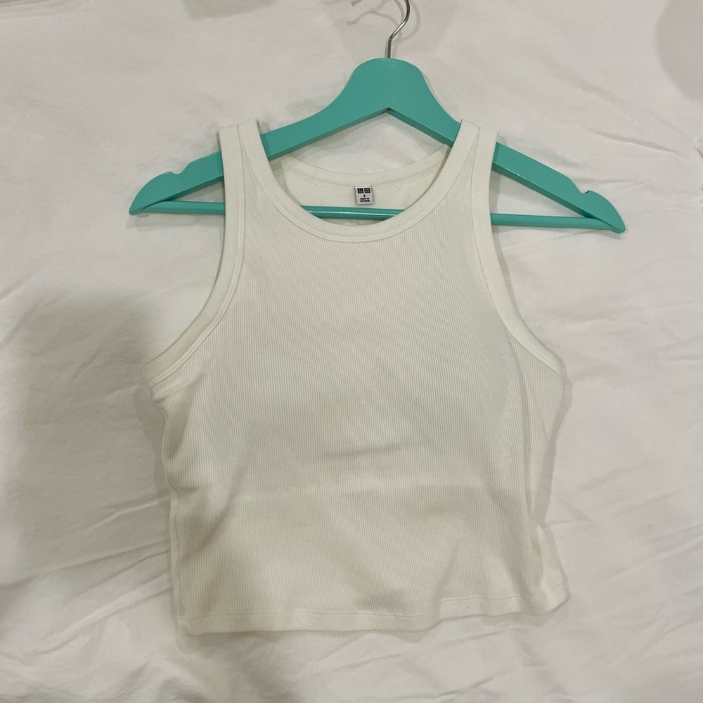 Uniqlo Cream Ribbed Tank Top